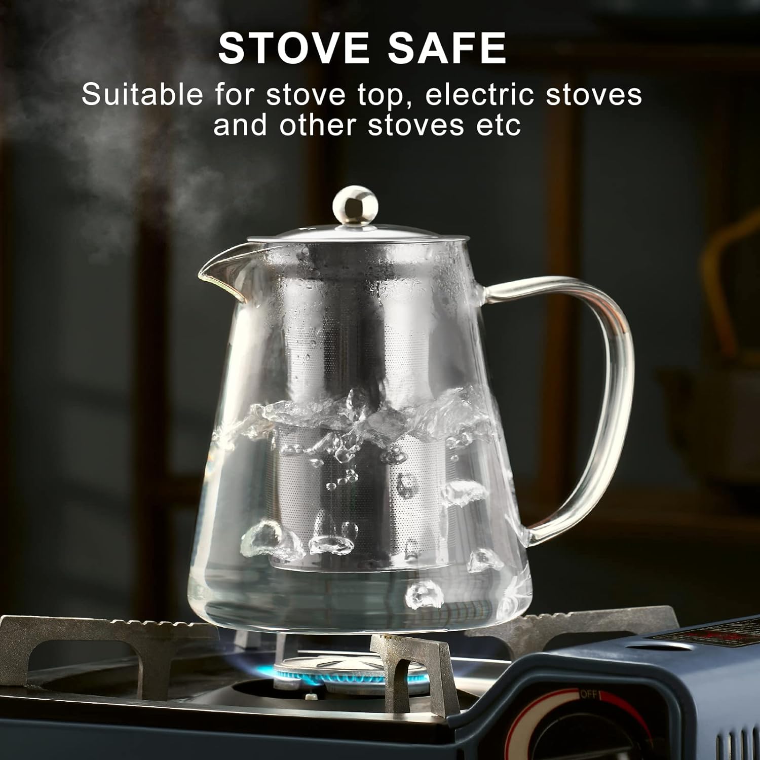 Glass Teapot Stovetop, Clear Tea Kettle, Teapot, Tea Maker, Tea Brewer, Removable 18/8 Stainless Steel Infuser -(950ML) Glass Teapot Stovetop, Clear Tea Kettle, Teapot, Tea Maker, Tea Brewer, Removable 18/8 Stainless Steel Infuser -(950ML)